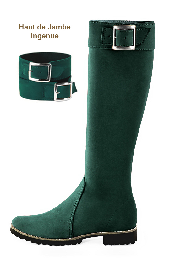 French elegance and refinement for these forest green riding knee-high boots, 
                available in many subtle leather and colour combinations. Record your foot and leg measurements.
We will adjust this pretty boot with zip to your measurements in height and width.
Its large, comfortable gum sole will isolate you from the ground.
You can customise the boot with your own materials, colours and heels on the "My Favourites" page.
To style your boots, accessories are available from the boots page. 
                Made to measure. Especially suited to thin or thick calves.
                Matching clutches for parties, ceremonies and weddings.   
                You can customize these knee-high boots to perfectly match your tastes or needs, and have a unique model.  
                Choice of leathers, colours, knots and heels. 
                Wide range of materials and shades carefully chosen.  
                Rich collection of flat, low, mid and high heels.  
                Small and large shoe sizes - Florence KOOIJMAN